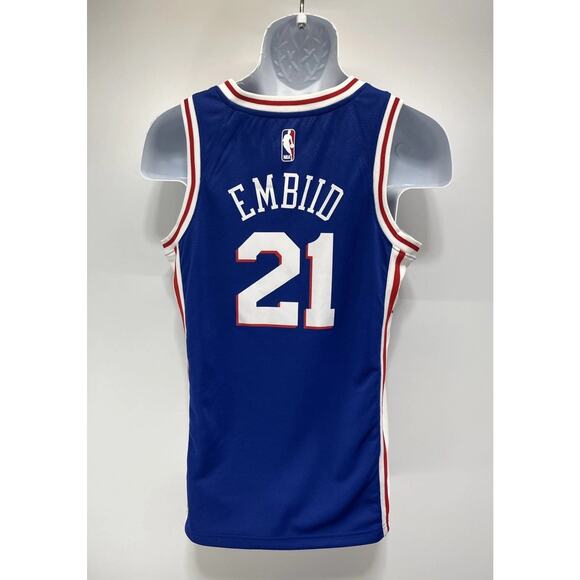 Nike Swingman Joel Embiid #21 Basketball Jersey Philadelphia 76ers NBA Sz S EUC - Picture 6 of 10